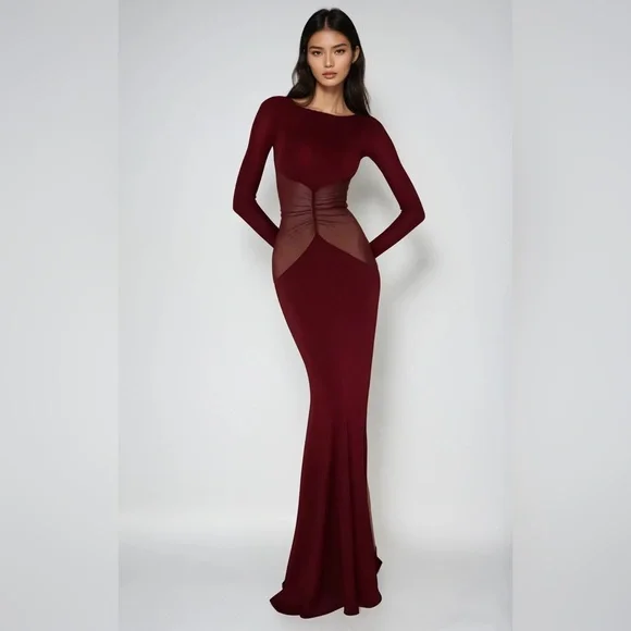 open lace back dress Mirrorball Mesh Dress + Slip in Ruby Red L/XL